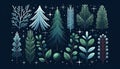 Christmas Twigs Set Against Starry Night Background AI Generated