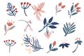 Christmas twigs set. Winter floral elements. Hand draw branches, berries and leaves. Holiday decoration for wallpaper, clothing,