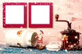 Christmas two empty photo frames card Royalty Free Stock Photo