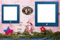 Christmas two empty photo frames card Royalty Free Stock Photo