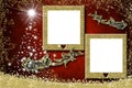 Christmas two photo frames greetings cards. Santa Claus sleigh Royalty Free Stock Photo