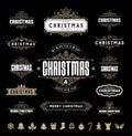 Christmas Typographic and Calligraphic vintage labels, Royalty Free Stock Photo