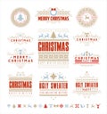 Christmas Typographic and Calligraphic vintage labels, Royalty Free Stock Photo