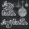 Christmas typography lettering,card elements.Chalkboard Royalty Free Stock Photo