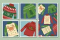 Christmas ugly sweaters party postcards collection Royalty Free Stock Photo