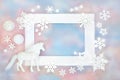 Christmas Unicorn White Ornaments Background Border Royalty Free Stock Photo