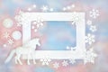 Christmas Unicorn White Ornaments Background Border