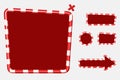 Christmas user interface for mobile or computer game design. Buttons, boards and frame.