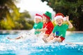 Christmas vacation on tropical island. Xmas kids Royalty Free Stock Photo