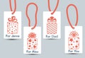 Christmas, valentine and birthday gift tags set