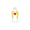 Christmas or valentine day`s symbol cute angel with heart
