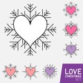 Christmas Valentine love winter hearts set