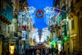 Christmas in Valletta - Malta. Holiday decoration on the city st