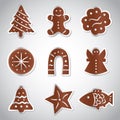 Christmas various gingerbread symbols set