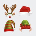 Christmas various hat collection set Royalty Free Stock Photo