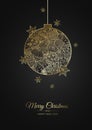 Christmas vector background. Design greeting card, banner, poster. Top view gift box, xmas decoration balls and Royalty Free Stock Photo