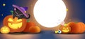 Halloween vector banner with carved pumpkins on the moonlight Royalty Free Stock Photo