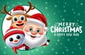 Christmas vector banner template design. Merry christmas text in empty space for messages with xmas characters. Royalty Free Stock Photo