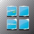 Christmas vector blue glossy glass buttons set Royalty Free Stock Photo