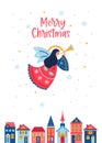 Christmas vector card angel Christian greeting design