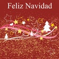 Christmas vector card or invitation with Merry Christmas wishes in espanol: Feliz Navidad
