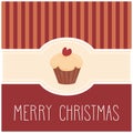 Christmas Vector Card With Sweet Cupcake And Merry Christmas Wishes