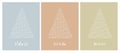 Christmas Vector Cards in Light Blue, Fern Green and Light Brown Colors. Royalty Free Stock Photo