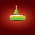 Christmas vector green button with christmas tree Royalty Free Stock Photo