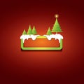 Christmas vector green button with christmas tree Royalty Free Stock Photo