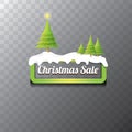 Christmas vector green button with christmas tree Royalty Free Stock Photo