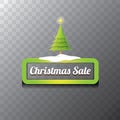 Christmas vector green button with christmas tree Royalty Free Stock Photo
