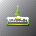 Christmas vector green button with christmas tree Royalty Free Stock Photo