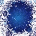 Christmas vector grunge dark blue gradient frame with snowflakes