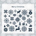 Christmas vector icon set with pattern in background for print, web, and prints.