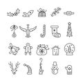 Christmas vector linear icons set