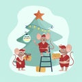 Christmas vector mouse. Cartoon illustration. Royalty Free Stock Photo