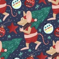 Christmas vector mouse. Cartoon illustration. Royalty Free Stock Photo