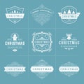 Christmas vector ornate labels and badges set with happy new year holidays wishes typography for greeting cards Royalty Free Stock Photo