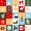 Christmas vector pattern, warm drink cup, beverage Royalty Free Stock Photo