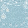 Christmas vector seamless gentle blue pattern with lanterns