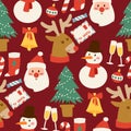 Christmas vector seamless pattern background for greeting card winter new year celebration design. Royalty Free Stock Photo