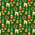 Christmas vector seamless pattern background for greeting card winter new year celebration design. Royalty Free Stock Photo