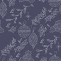 Christmas vector seamless pattern with detailed holiday illustrations.