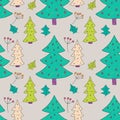 Christmas vector seamless pattern with detailed holiday illustrations. Royalty Free Stock Photo