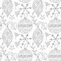 Christmas vector seamless pattern with detailed holiday illustrations. Royalty Free Stock Photo