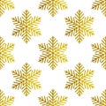 Christmas vector seamless pattern with golden snowflakes Royalty Free Stock Photo