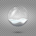 Christmas vector snowglobe isolated on transparent background. Realistic traditional winter holiday decoration crystal Royalty Free Stock Photo