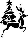 Christmas Vector Stencil, Black and White Royalty Free Stock Photo