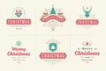 Christmas vector typography ornate labels and badges, happy new year and winter holidays wishes for vector illustration Royalty Free Stock Photo