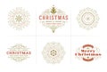 Christmas vector typography ornate labels and badges, happy new year and winter holidays wishes for greeting card Royalty Free Stock Photo